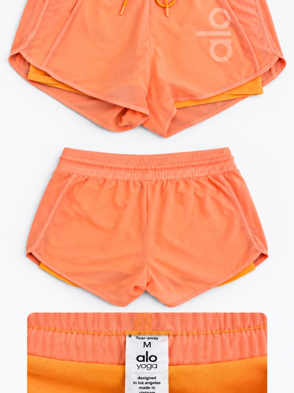 ALO Yoga Coral-Orange Athletic Running Shorts